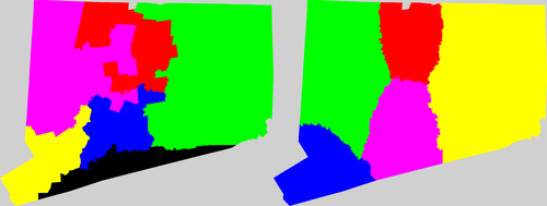 Connecticut congressional district map, current and my way