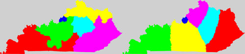 Kentucky congressional district map, current and my way