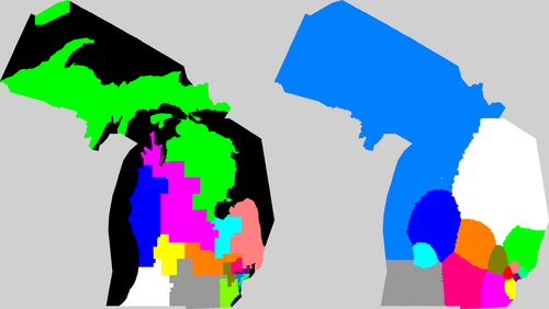 Michigan congressional district map, current and my way