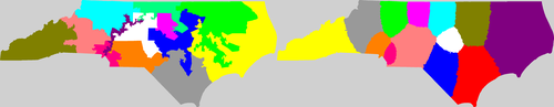 North Carolina congressional district map, current and my way