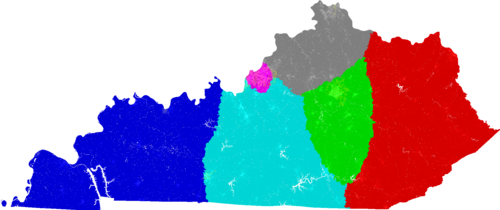 Kentucky Congress congressional district map, current