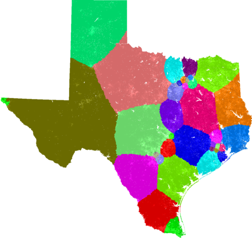 Texas Congress congressional district map, current