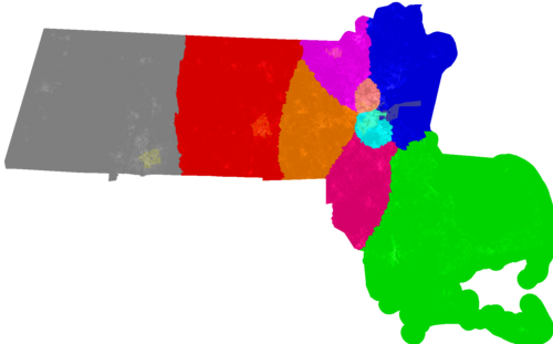 Massachusetts Congress congressional district map, current